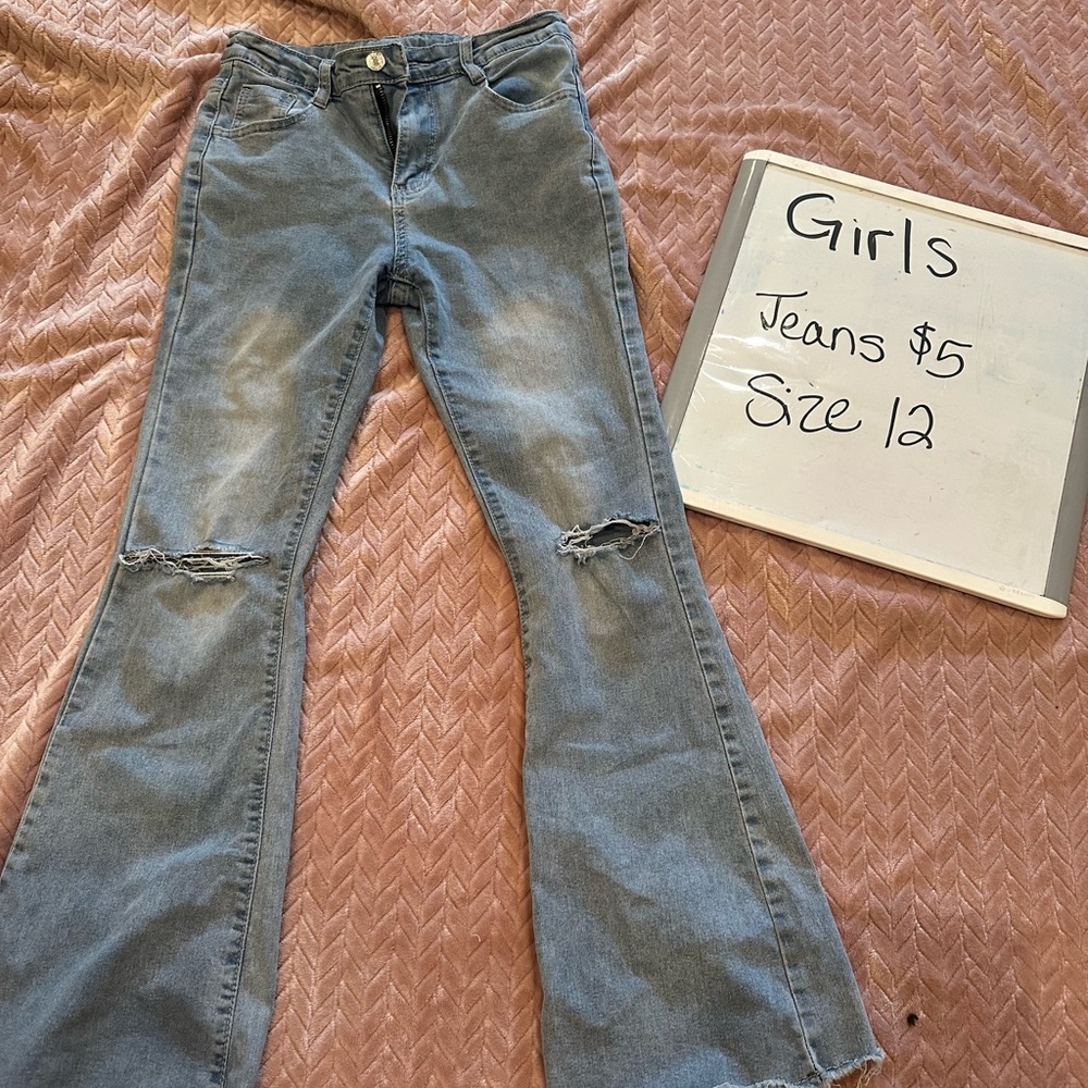 SHEIN raw hem girls jeans